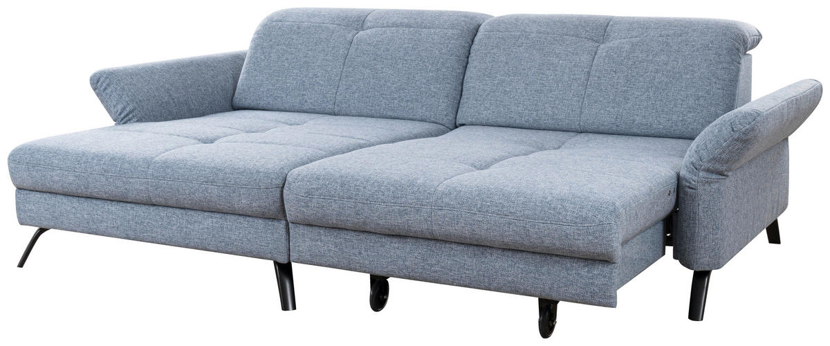 ECKSOFA Blau Flachgewebe  - Blau/Schwarz, KONVENTIONELL, Textil/Metall (170/262cm) - SetOne by Musterring