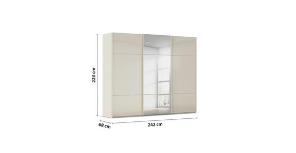 SCHWEBETÜRENSCHRANK 242/223/68 cm 3-türig Champagner - Champagner, KONVENTIONELL, Glas/Holzwerkstoff (242/223/68cm) - Novel
