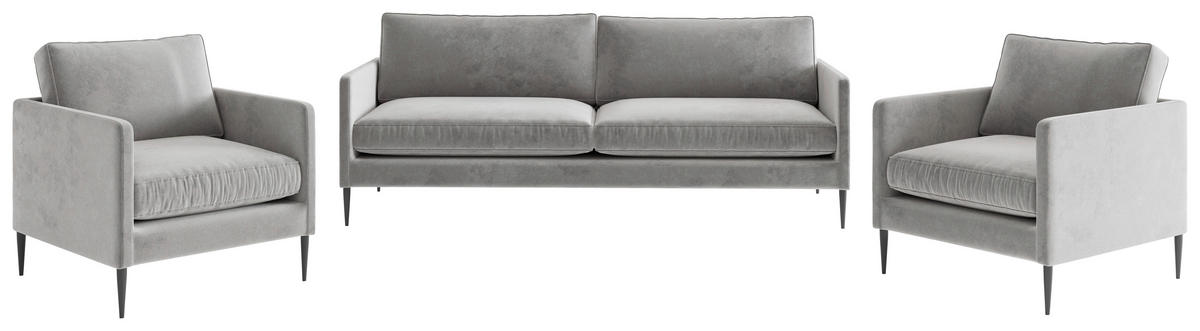 SOFFGRUPP i flatväv ljusgrå  - stålfärgad/ljusgrå, Design, metall/textil (210/80/84cm) - Livetastic