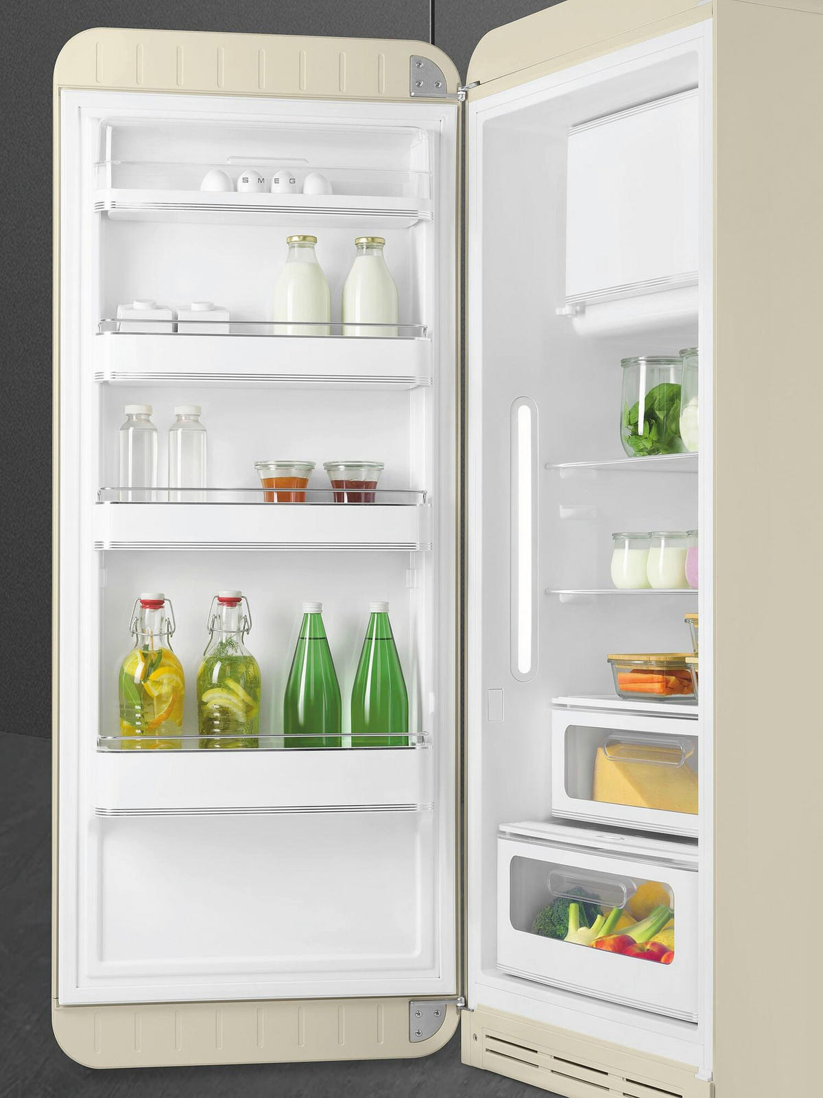 KÜHLSCHRANK 60/150/72,8 cm FAB28LCR6  - Creme, Basics, Glas/Metall (60/150/72,8cm) - SMEG