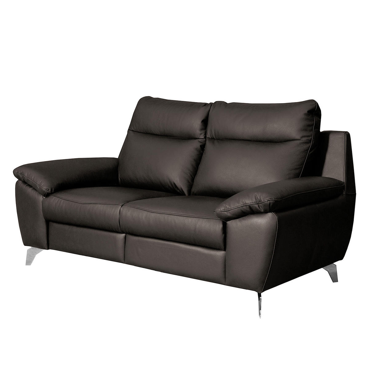 2-SITZER-SOFA 178/95/96 cm PERLE in Echtleder Dunkelbraun   - Chromfarben/Dunkelbraun, Design, Leder/Metall (178/95/96cm) - Livetastic