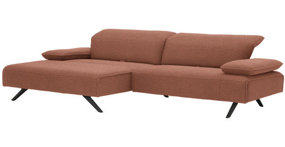 ECKSOFA in Flachgewebe Terracotta  - Anthrazit/Terracotta, Design, Textil/Metall (166/280cm) - Ambiente