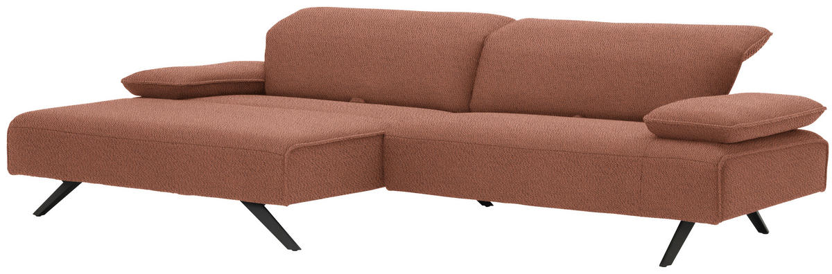 ECKSOFA in Flachgewebe Terracotta  - Anthrazit/Terracotta, Design, Textil/Metall (166/280cm) - Johann Jakob