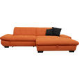 ECKSOFA  in Mikrofaser Orange  290/198 cm  - Schwarz/Orange, Design, Textil/Metall (290/198cm) - Xora