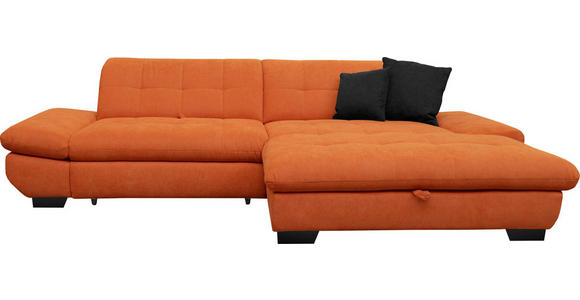 ECKSOFA  in Mikrofaser Orange  290/198 cm  - Schwarz/Orange, Design, Textil/Metall (290/198cm) - Xora