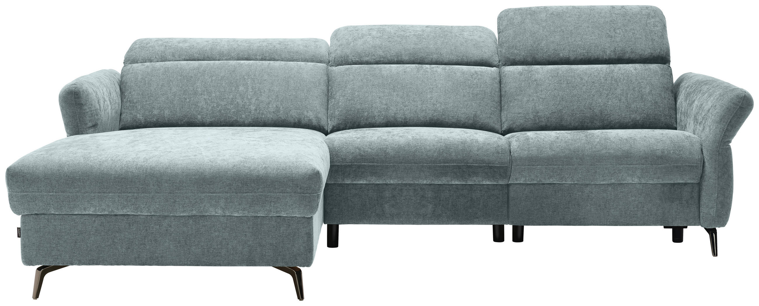 ECKSOFA Türkis Webstoff  - Türkis/Schwarz, Natur, Textil/Metall (199/285cm) - Valnatura