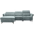 ECKSOFA in Webstoff Türkis  - Türkis/Schwarz, Natur, Textil/Metall (199/285cm) - Valnatura