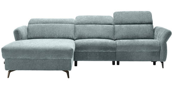 ECKSOFA in Webstoff Türkis  - Türkis/Schwarz, Natur, Textil/Metall (199/285cm) - Valnatura