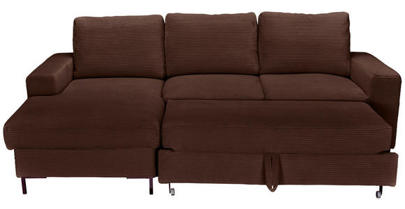ECKSOFA Dunkelbraun Cord  - Dunkelbraun/Schwarz, KONVENTIONELL, Textil/Metall (150/240cm) - Carryhome