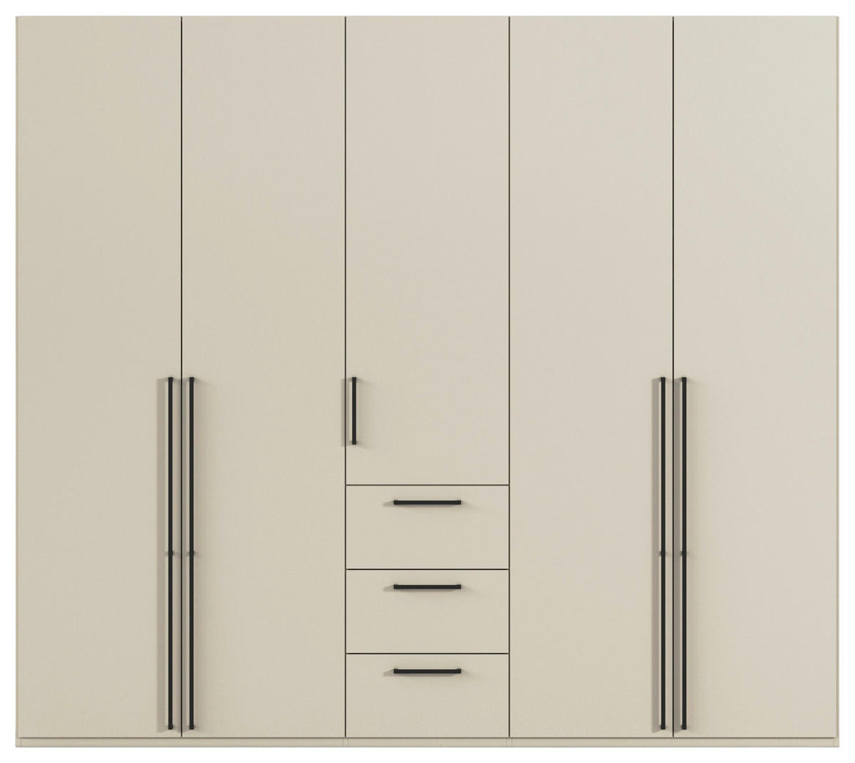 DREHTÜRENSCHRANK 251/223/61 cm,  in Champagner, 5-türig  - Champagner/Schwarz, Basics, Holzwerkstoff/Metall (251/223/61cm) - Novel
