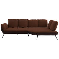 ECKSOFA Kupferfarben Flachgewebe Nierenkissen, Rücken echt, Sitztiefenverstellung  - Schwarz/Kupferfarben, Design, Textil/Metall (320/169cm) - Moderano