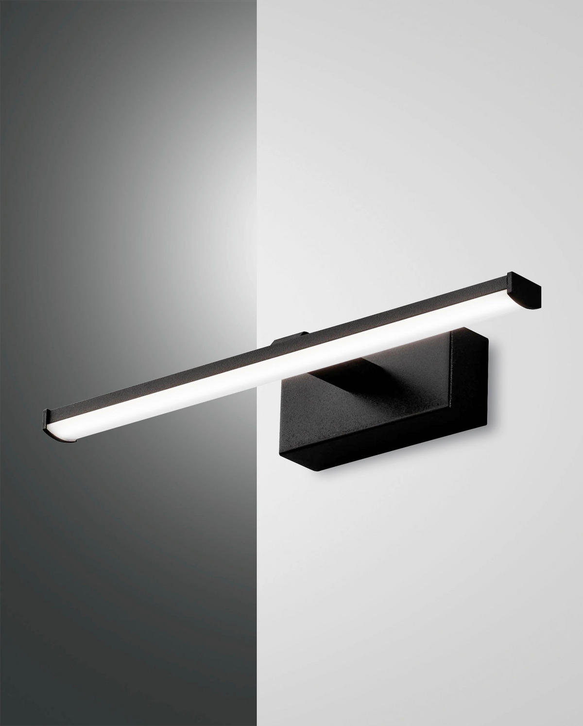 BADEZIMMER-WANDLEUCHTE Nala 30/9/4,5 cm   - Schwarz, Basics, Kunststoff/Metall (30/9/4,5cm) - Fabas Luce
