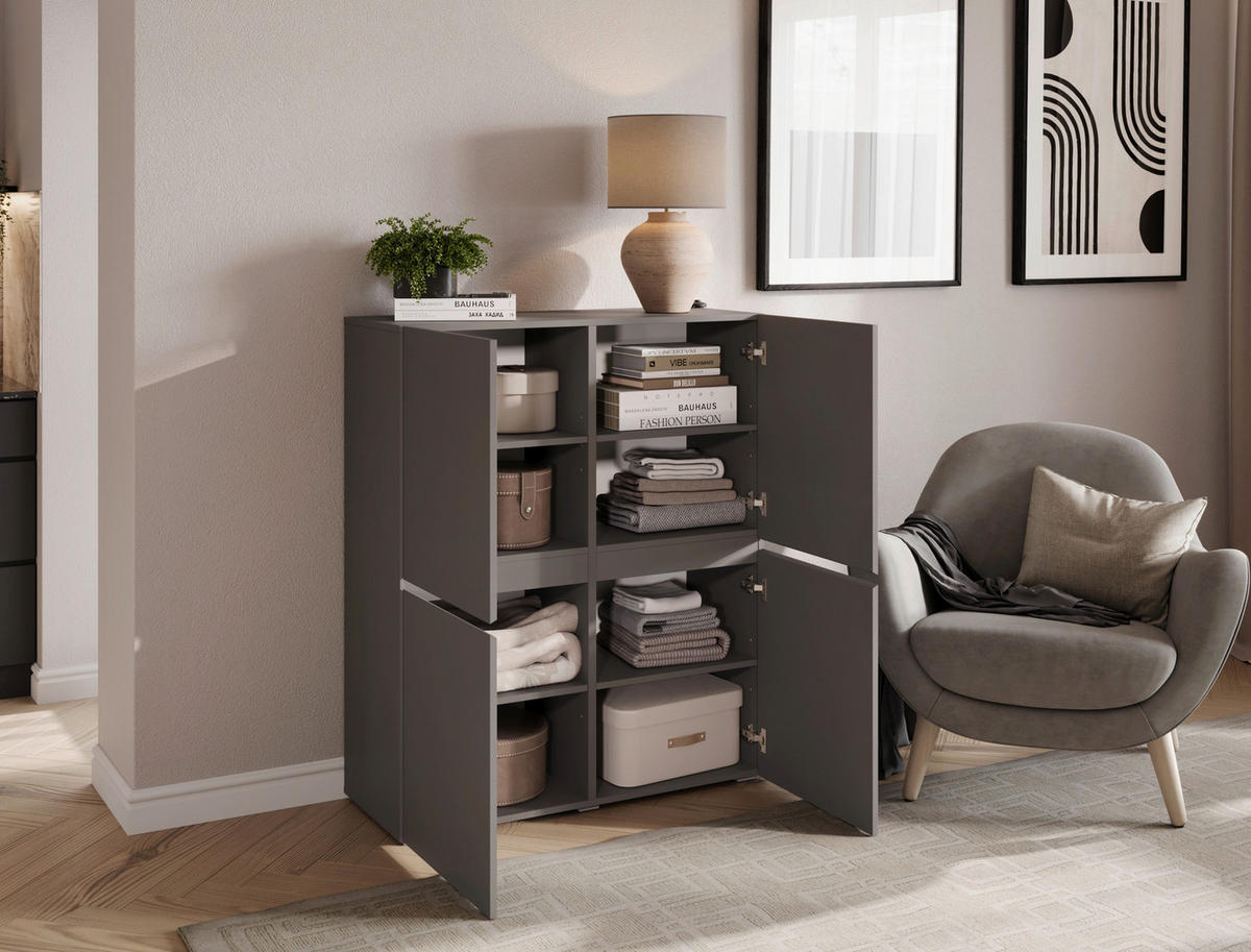 HIGHBOARD  99,4/119,4/39,8 cm  - Anthrazit/Schwarz, Design, Holzwerkstoff/Kunststoff (99,4/119,4/39,8cm) - Xora