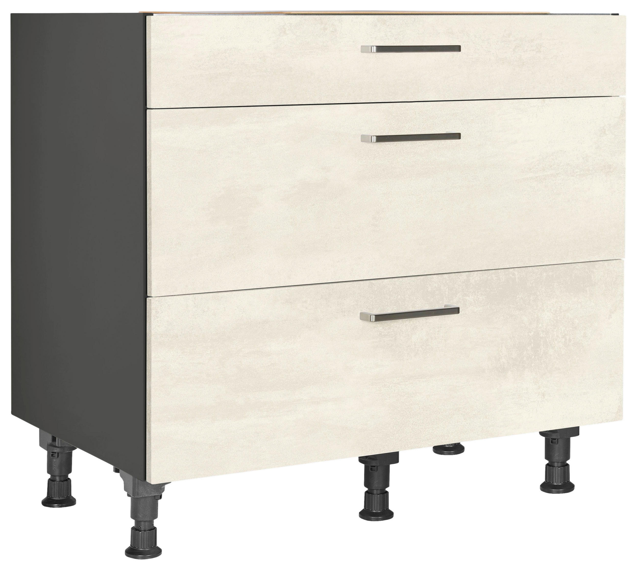KOCHFELDUMBAUSCHRANK 90/87/56 cm  in Weiß  - Schieferfarben/Edelstahlfarben, MODERN, Holzwerkstoff/Metall (90/87/56cm) - Nobilia