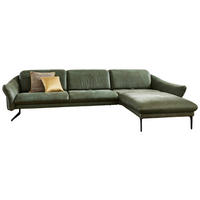 ECKSOFA in Echtleder Grün  - Anthrazit/Grün, Design, Leder/Metall (330/204cm) - Himolla