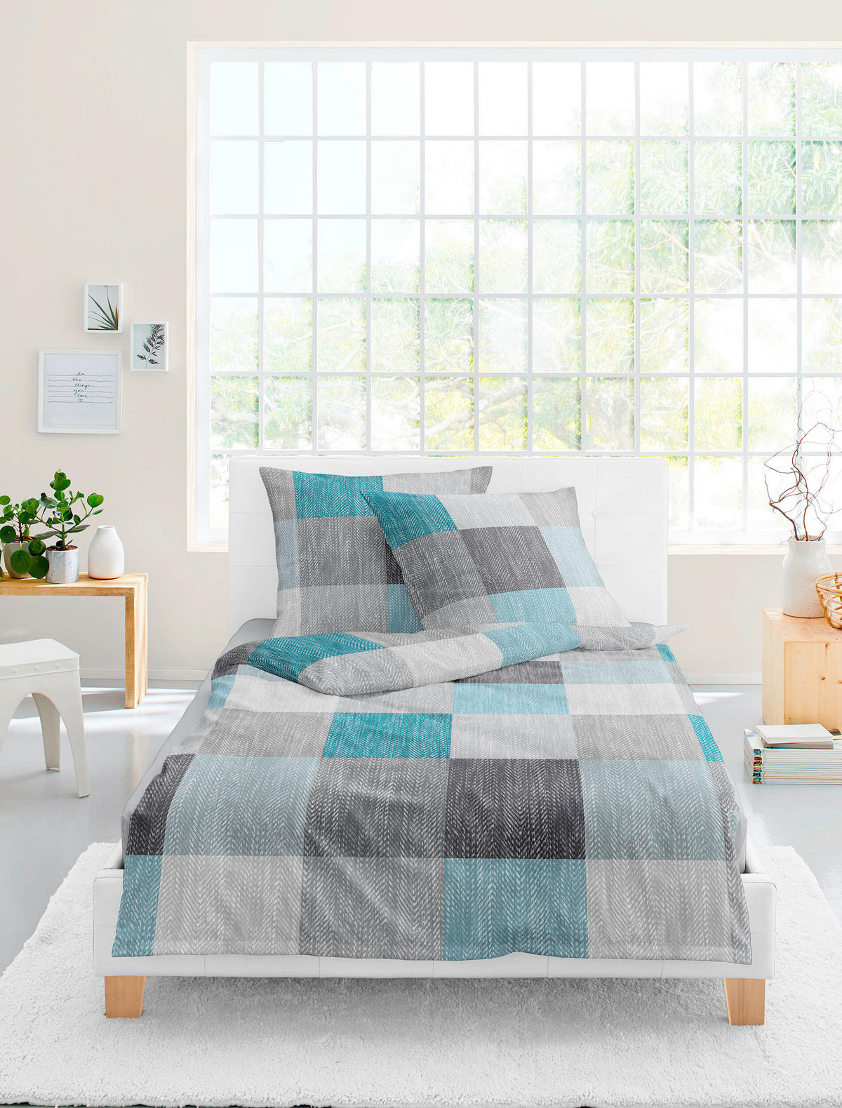 BETTWÄSCHE Makosatin 155/220 cm  - Blau, Design, Textil (155/220cm) - Bierbaum