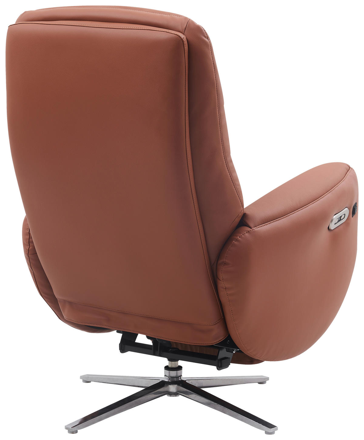 MASSAGESESSEL Echtleder Lederlook Braun    - Chromfarben/Braun, Design, Leder/Textil (79/110/85cm) - Livetastic