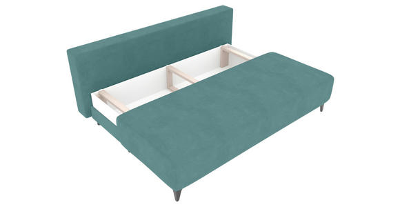 SCHLAFSOFA  in Velours Türkis  - Türkis/Schwarz, KONVENTIONELL, Textil/Metall (200/98/90cm) - Carryhome