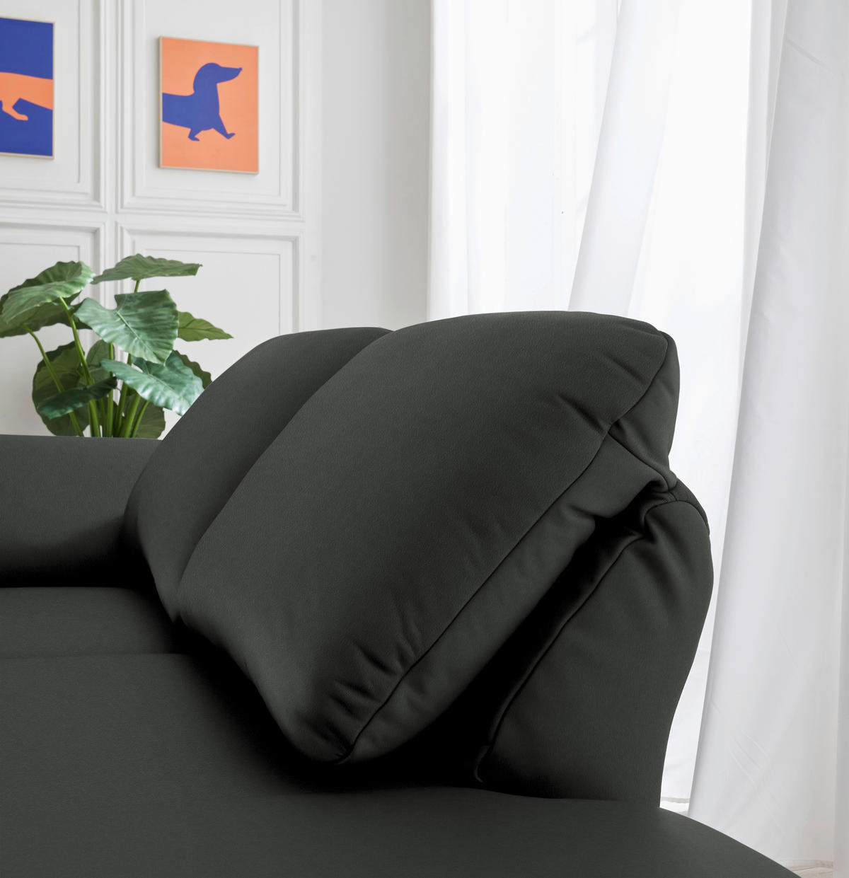 RÉCAMIERE in Echtleder Dunkelgrau  - Chromfarben/Dunkelgrau, Design, Leder/Metall (209/85-109/95-16cm) - Dieter Knoll