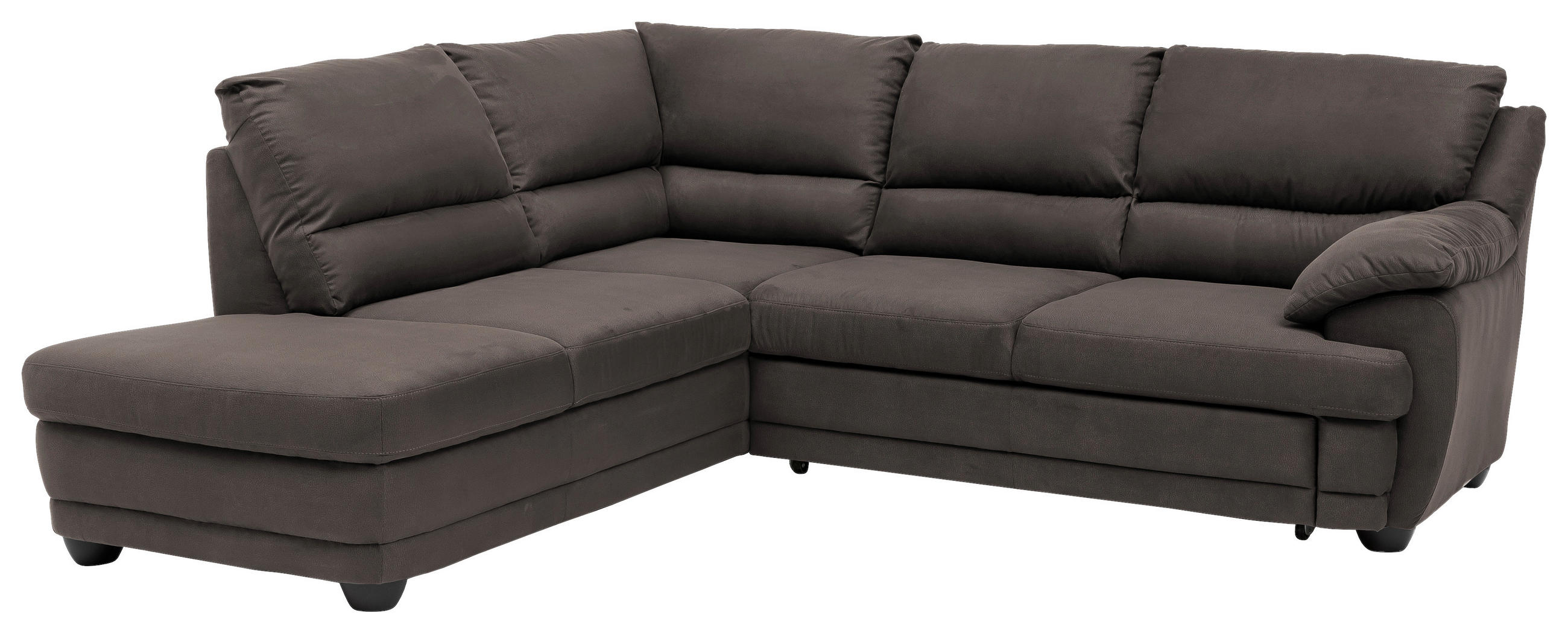 ECKSOFA Braun Mikrofaser  - Schwarz/Braun, Design, Kunststoff/Textil (225/245cm) - Livetastic