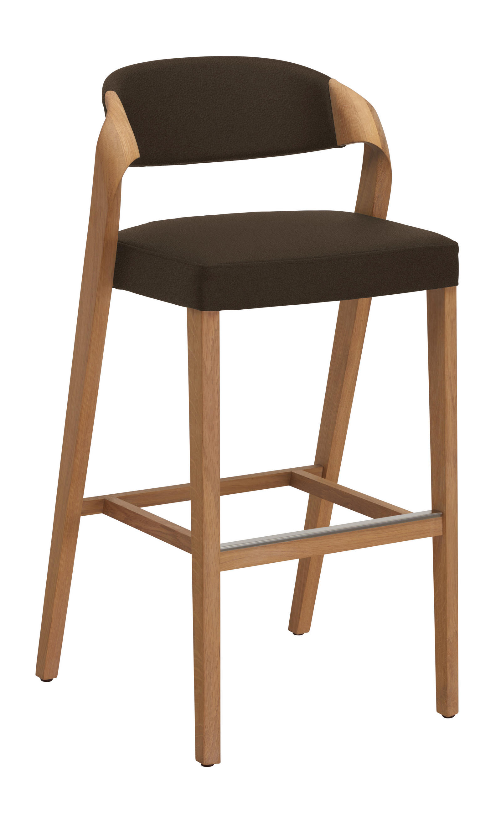 BARHOCKER Holz, Leder Braun, Wildeiche  - Wildeiche/Braun, Natur, Leder/Holz (52/103/52cm) - Voglauer