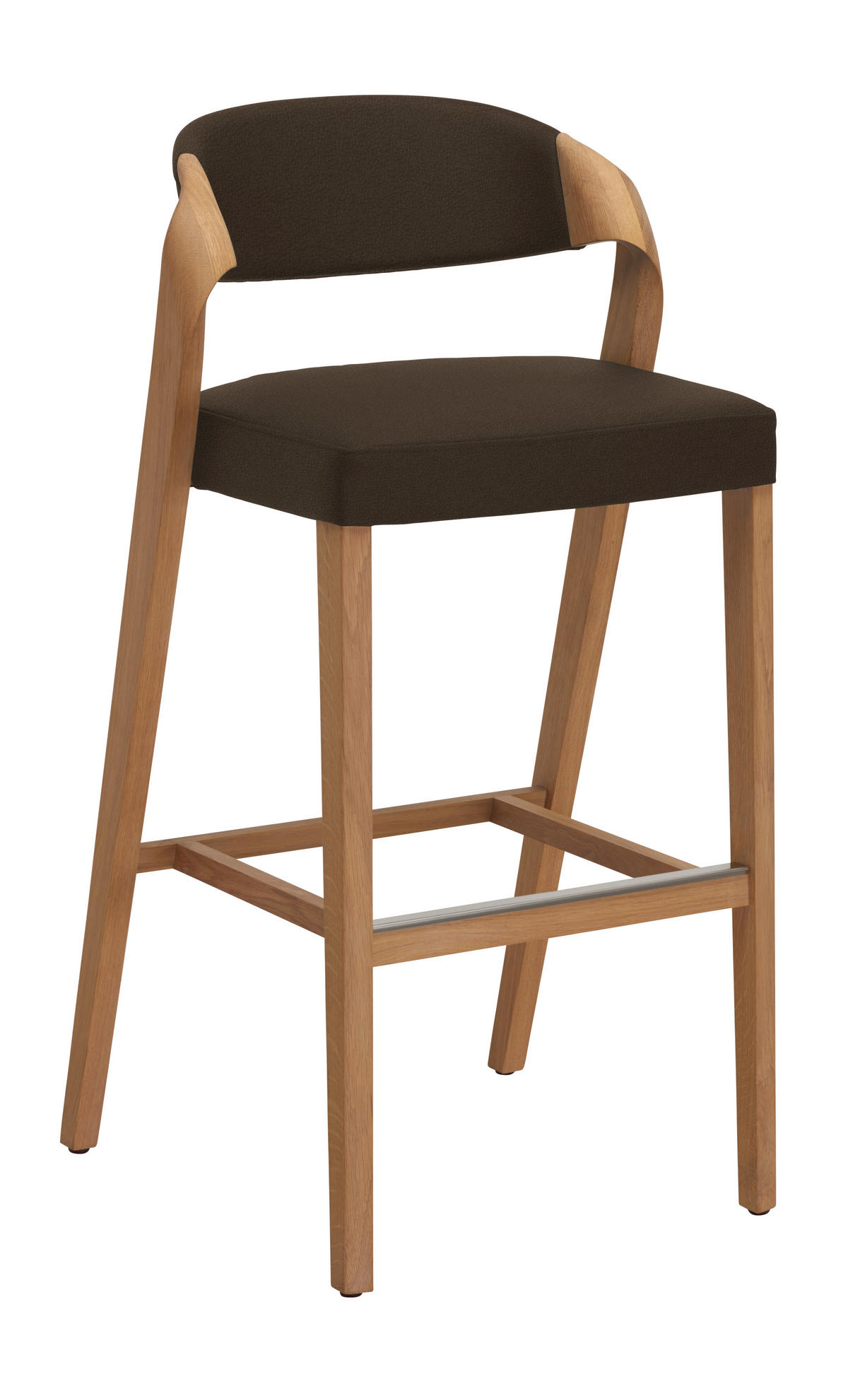 BARHOCKER Holz, Leder Braun, Wildeiche  - Wildeiche/Braun, Natur, Leder/Holz (52/103/52cm) - Voglauer