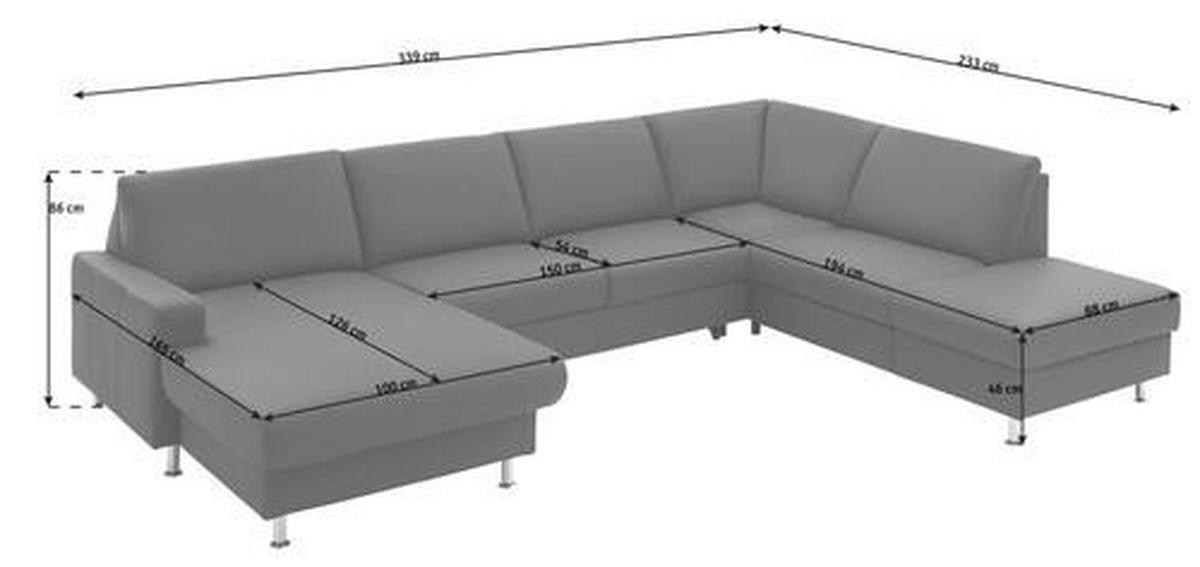 WOHNLANDSCHAFT in Echtleder Dunkelbraun  - Dunkelbraun/Alufarben, Design, Leder/Metall (165/339/233cm) - Beldomo Premium