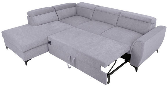 ECKSOFA Grau Velours  - Schwarz/Grau, KONVENTIONELL, Textil/Metall (217/255cm) - Carryhome