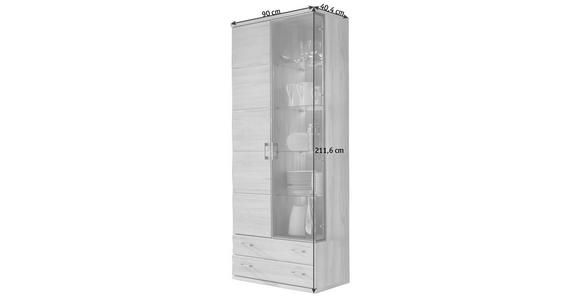 VITRINE Kernbuche massiv Buchefarben - Buchefarben/Silberfarben, KONVENTIONELL, Glas/Holz (90/211,6/40,4cm) - Cantus