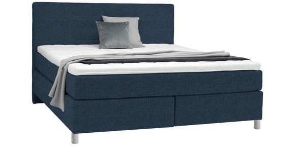 BOXSPRINGBETT 180/200 cm in Blau - Chromfarben/Blau, KONVENTIONELL, Kunststoff/Textil (180/200cm) - Voleo