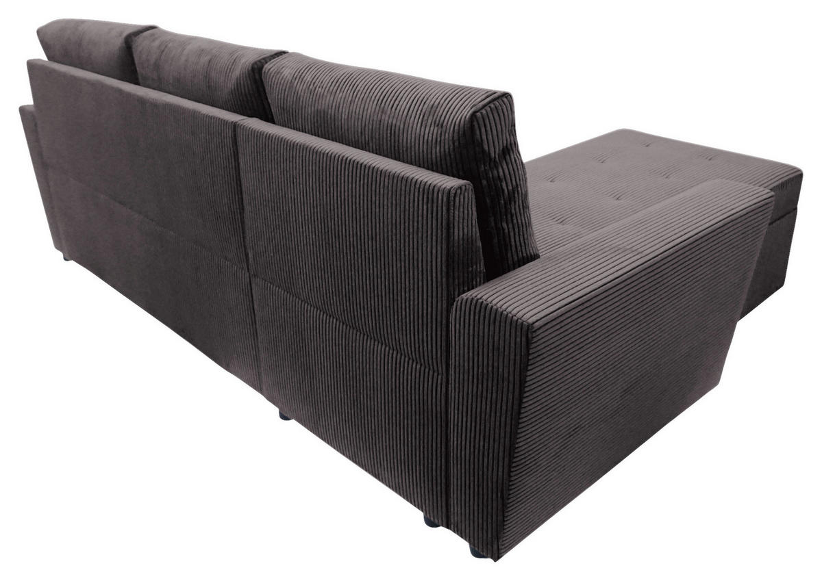 ECKSOFA TERMOLI in Cord Graubraun  155/231 cm  - Graubraun/Schwarz, Design, Kunststoff/Textil (155/231cm) - MID.YOU