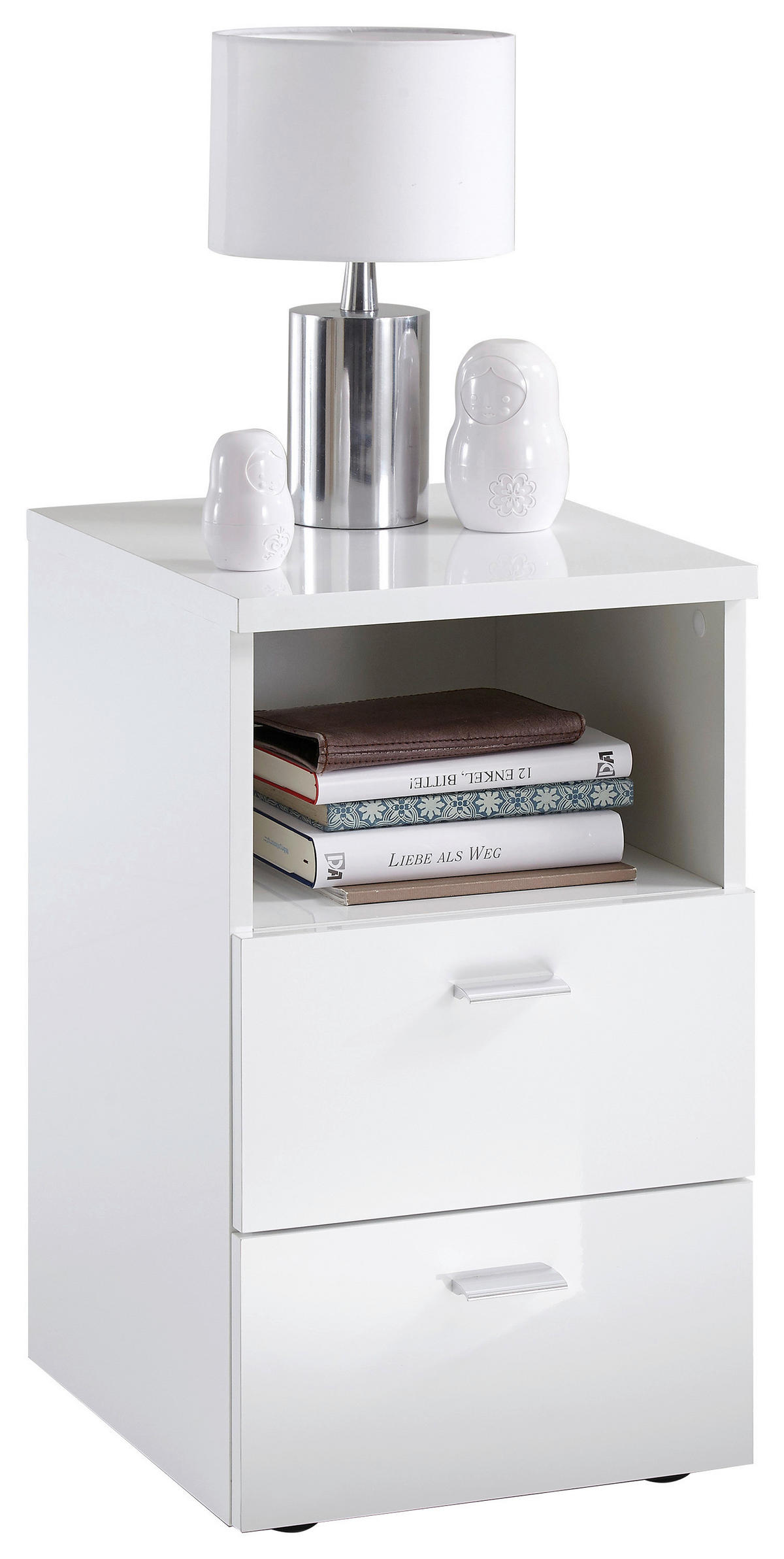 NACHTSCHRANK 35/62/40 cm  - Chromfarben/Weiß Hochglanz, Basics, Holzwerkstoff/Kunststoff (35/62/40cm) - Carryhome