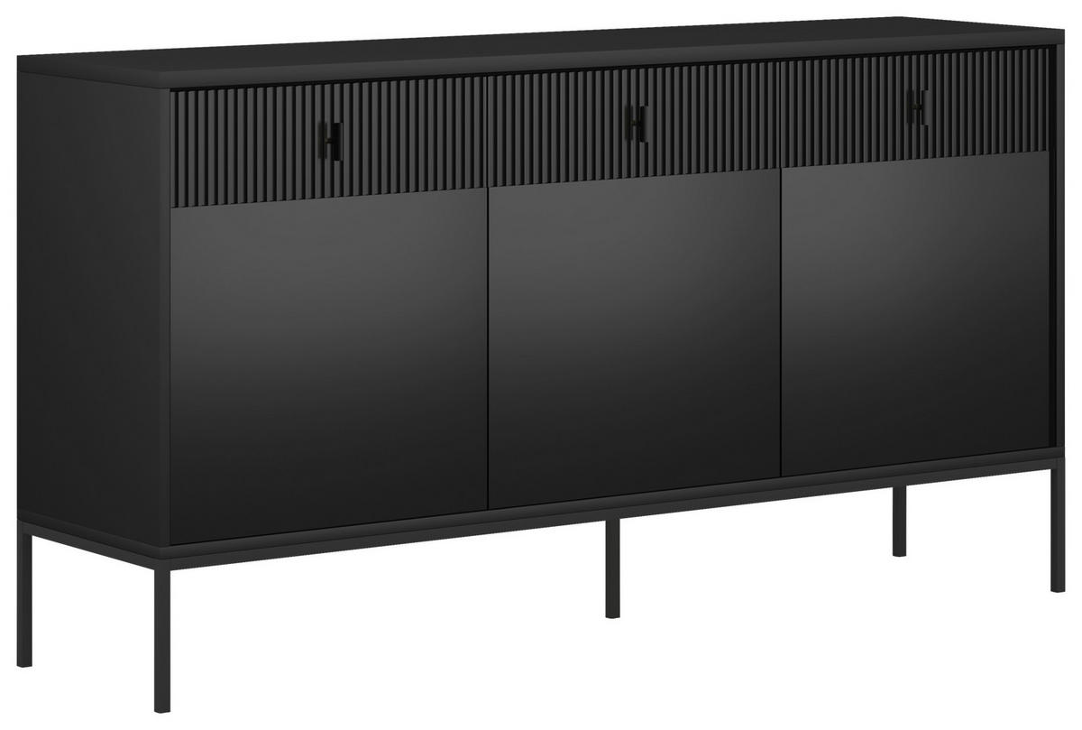 SIDEBOARD Maggiore  in 154,5/82,6/39 cm  - Schwarz, Design, Holzwerkstoff/Metall (154,5/82,6/39cm) - Boxxx