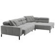 ECKSOFA in Feincord Grau  - Schwarz/Grau, KONVENTIONELL, Textil/Metall (311/219cm) - Hom`in