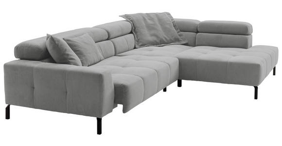 ECKSOFA in Feincord Grau  - Schwarz/Grau, KONVENTIONELL, Textil/Metall (311/219cm) - Hom`in