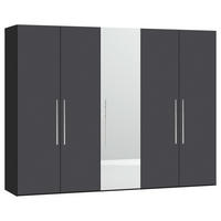 DREHTÜRENSCHRANK  in Anthrazit, Schwarz  - Edelstahlfarben/Anthrazit, Design, Glas/Holzwerkstoff (253/236/59cm) - Carryhome