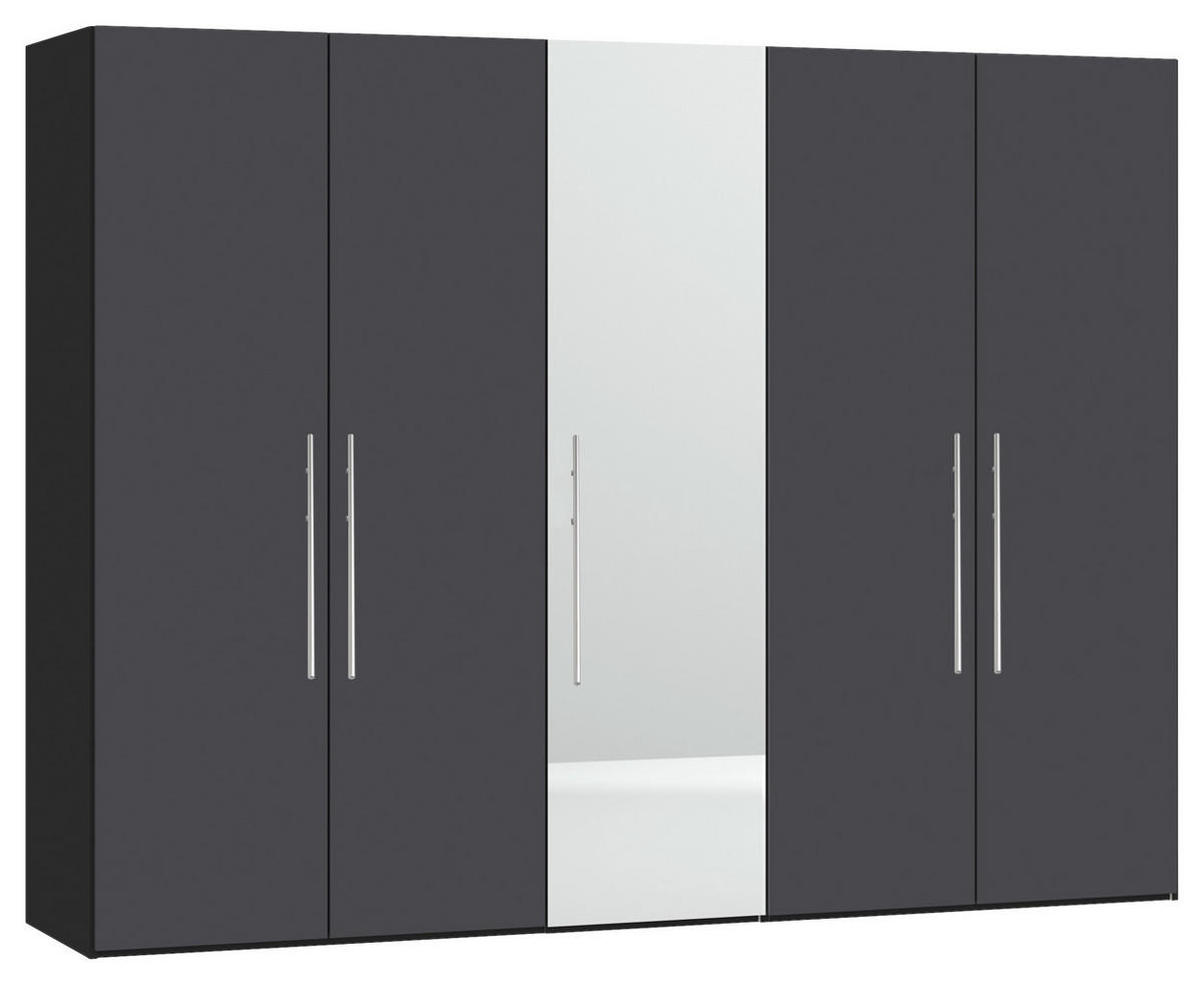 DREHTÜRENSCHRANK  in Anthrazit, Schwarz  - Edelstahlfarben/Anthrazit, Design, Glas/Holzwerkstoff (253/236/59cm) - Carryhome