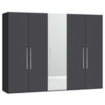 DREHTÜRENSCHRANK  in Anthrazit, Schwarz  - Edelstahlfarben/Anthrazit, Design, Glas/Holzwerkstoff (253/236/59cm) - Carryhome