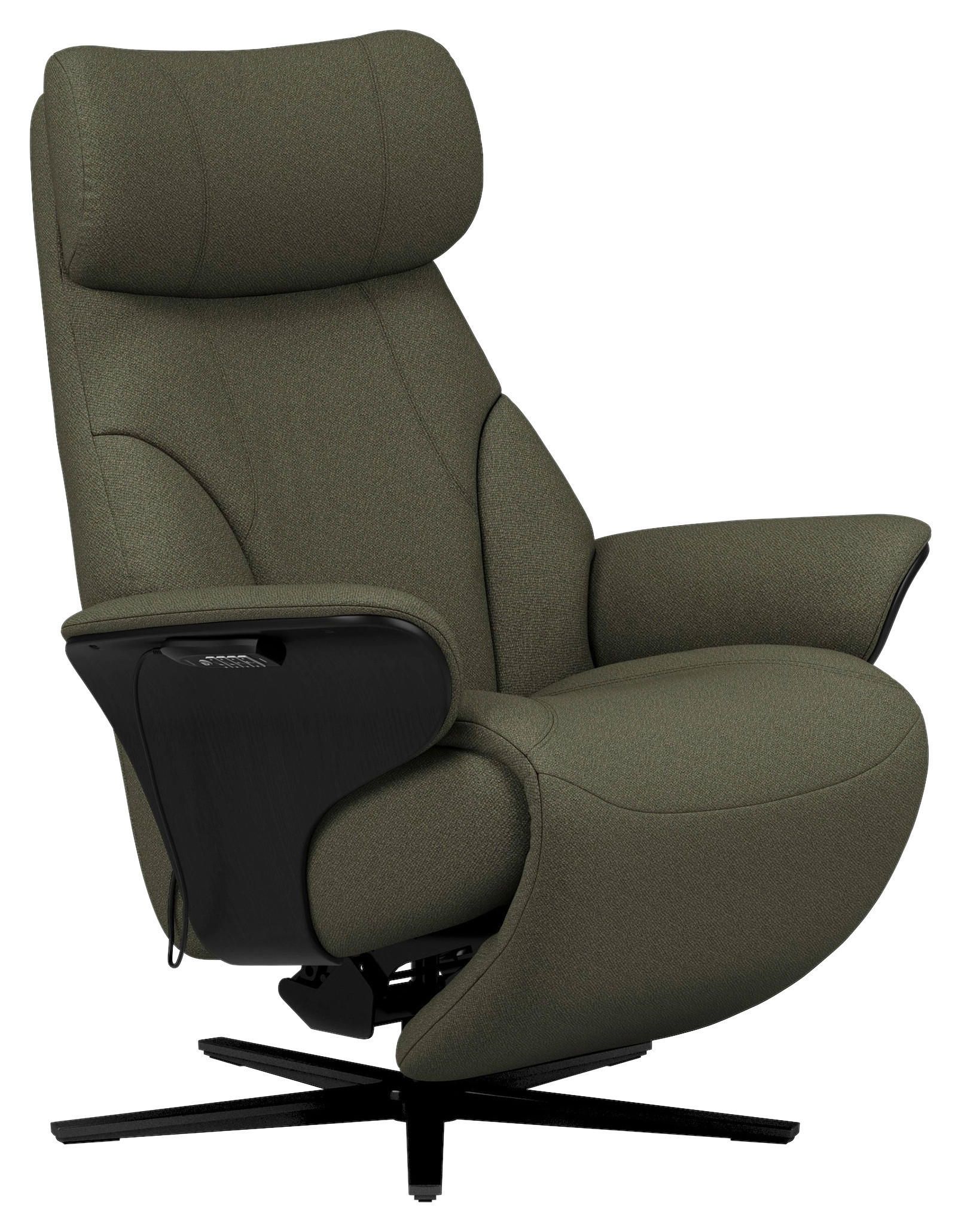 RELAXSESSEL Flachgewebe Relaxfunktion, Kopfteilverstellung, Fußteilverstellung, Rücken echt    - Schwarz/Grün, Design, Holz/Textil (86/116/87cm) - Stressless