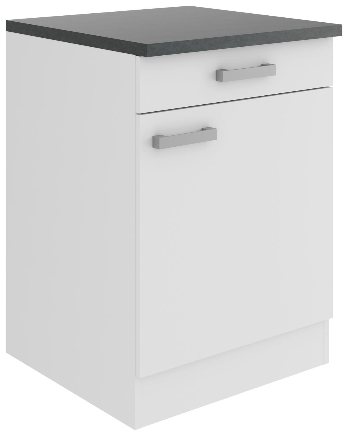 KÜCHENUNTERSCHRANK 60/84,8/60 cm  in Weiß  - Anthrazit/Buchefarben, Basics, Holzwerkstoff/Metall (60/84,8/60cm) - Optifit