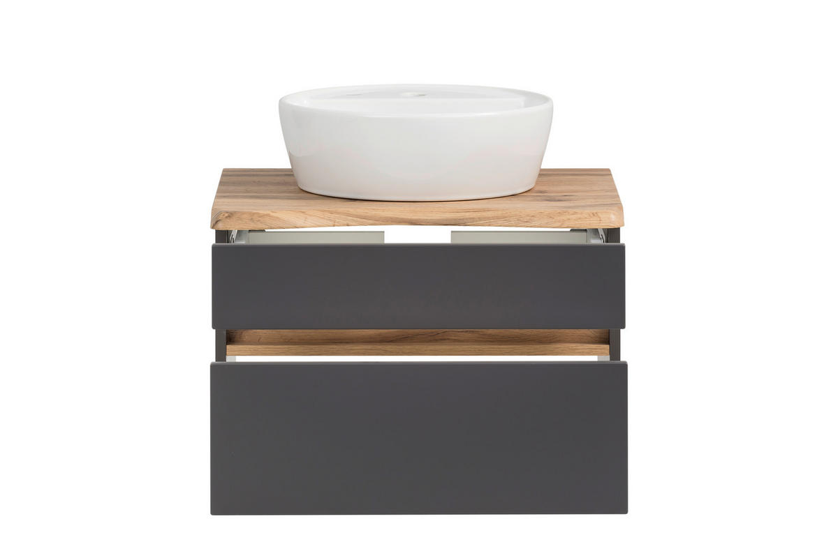 WASCHTISCHKOMBI 61 cm  - Graphitfarben/Weiß, Natur, Keramik/Holzwerkstoff (61cm) - Xora