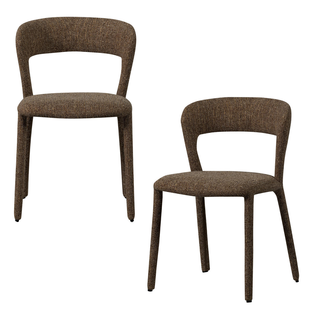 STUHL-SET 2 Stück  in Webstoff Textil  - Braun, MODERN, Textil (51/76/56cm) - Livetastic