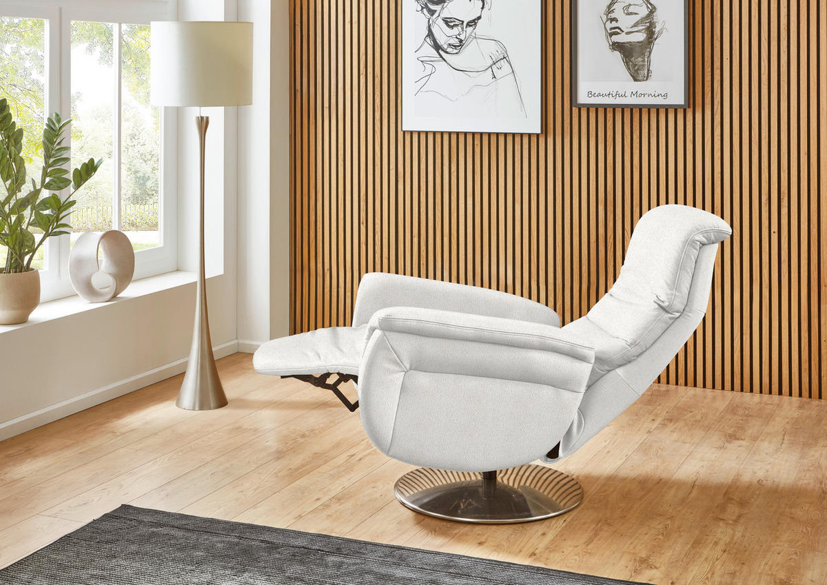 RELAXSESSEL Textil Alabasterfarben  - Edelstahlfarben/Alabasterfarben, Konventionell, Textil/Metall (79/112/94cm) - Beldomo Premium