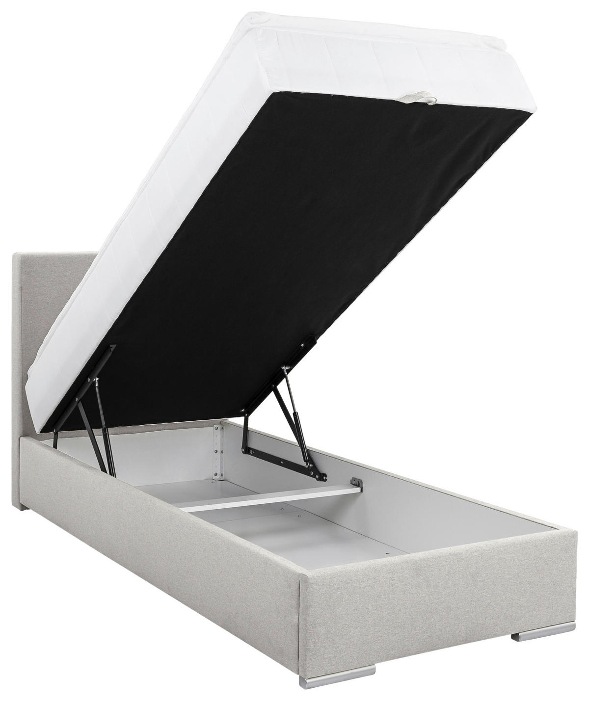BOX-ÁGY 90/200 cm  ekrü  - króm/ekrü, Konventionell, műanyag/textil (90/200cm) - Carryhome