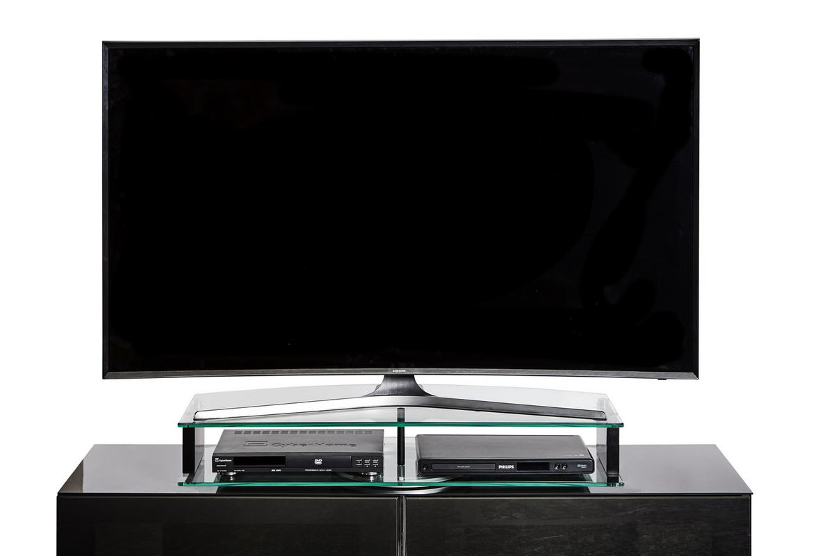 TV-AUFSATZ in Klar, Schwarz  - Klar/Schwarz, Design, Glas/Holzwerkstoff (90/15/38cm)