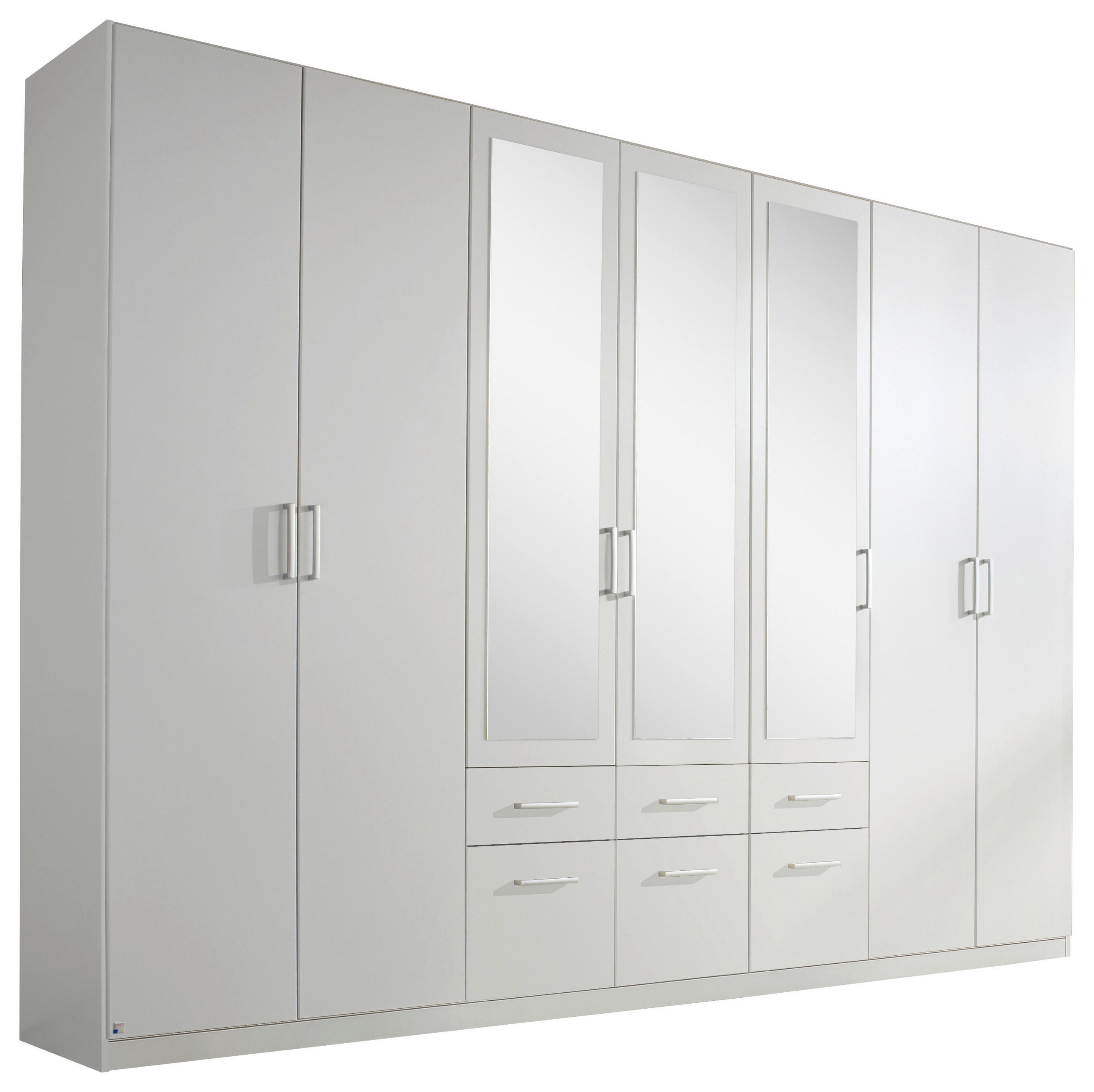 DREHTÜRENSCHRANK 7-türig Weiß  - Alufarben/Weiß, Basics, Holzwerkstoff/Kunststoff (315/229/54cm) - Xora