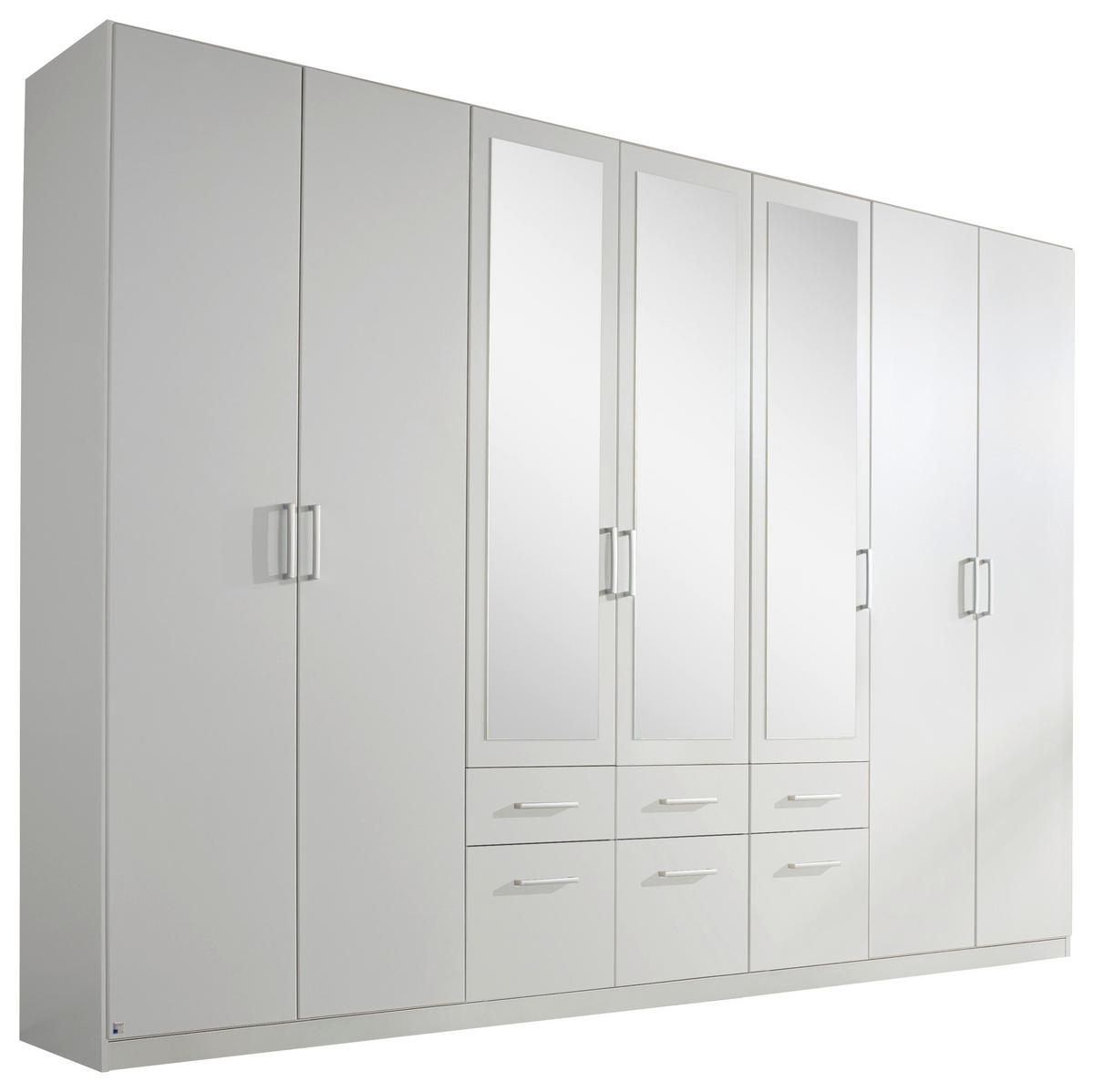 DREHTÜRENSCHRANK 7-türig Weiß  - Alufarben/Weiß, Basics, Holzwerkstoff/Kunststoff (315/229/54cm) - Xora