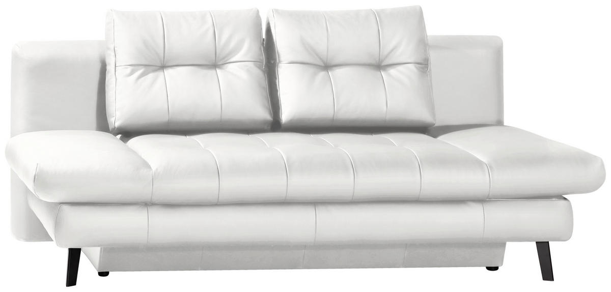 SCHLAFSOFA in Echtleder Weiss  - Weiss/Schwarz, Design, Leder/Metall (209/94/94cm) - Novel
