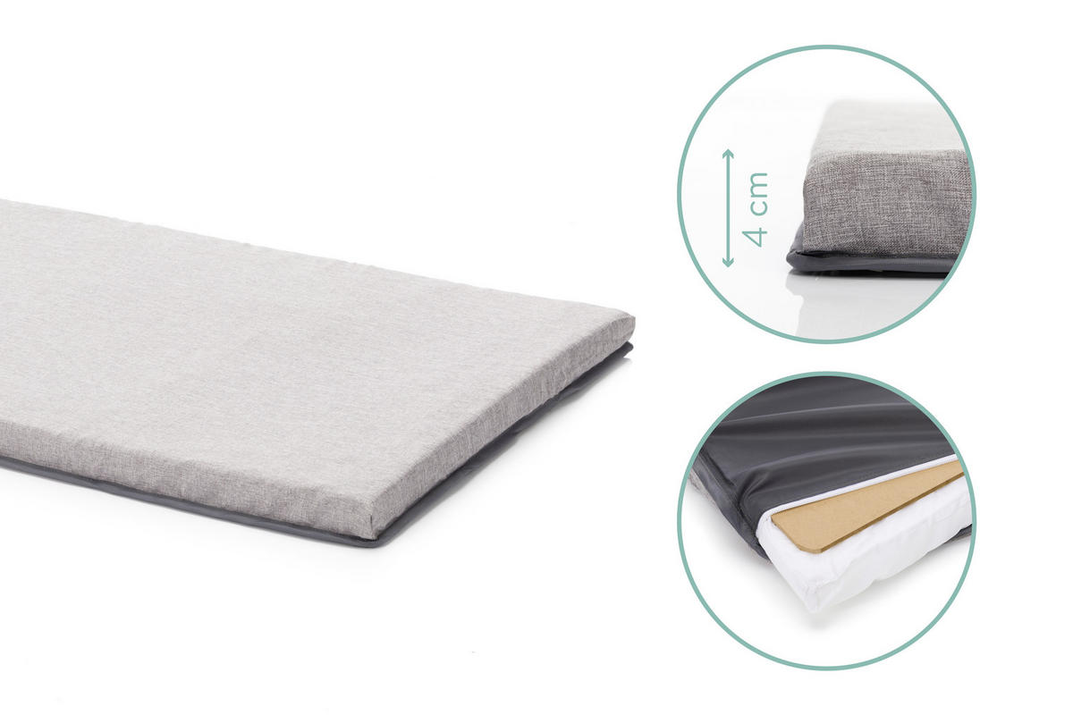 REISEBETT Schwarz, Hellgrau  - Hellgrau/Schwarz, Basics, Kunststoff/Textil (60/120cm) - Fillikid