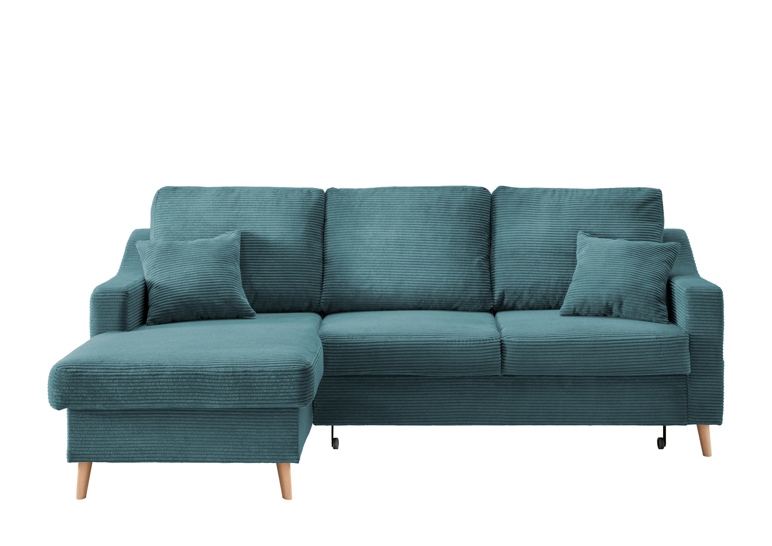 ECKSOFA Petrol Cord  - Petrol/Naturfarben, Design, Holz/Textil (150/228cm) - P & B